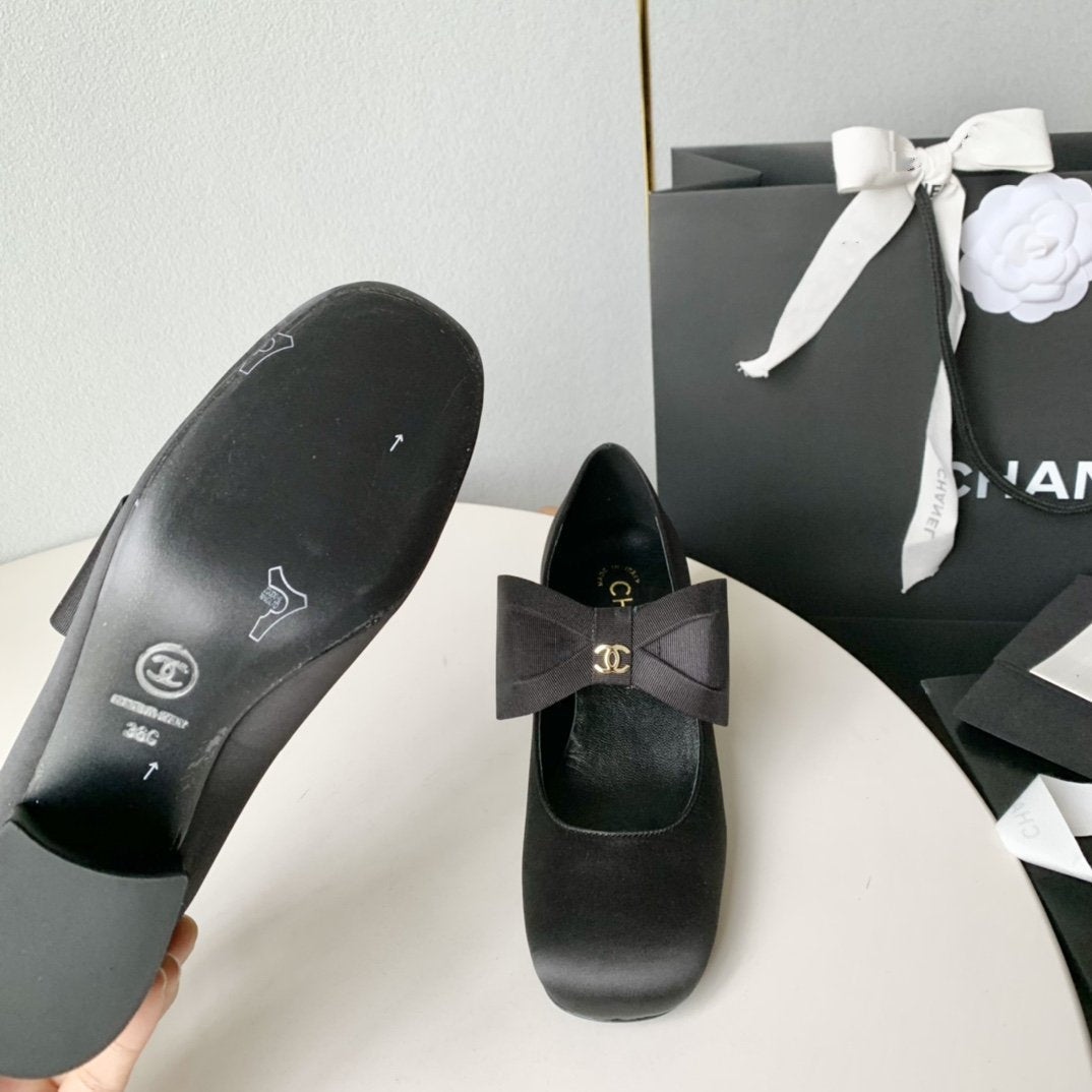 mary jane 60 black calfskin silk bow