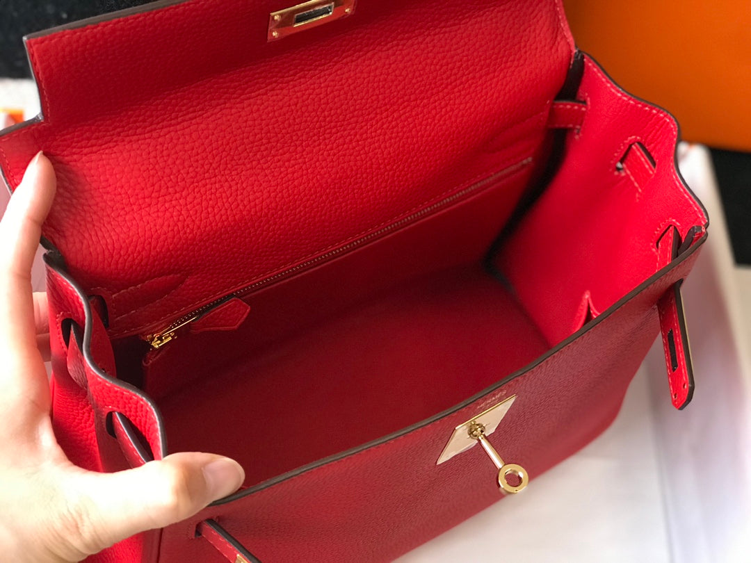 HM KELLY 25CM RED TOGO GOLD HARDWARE