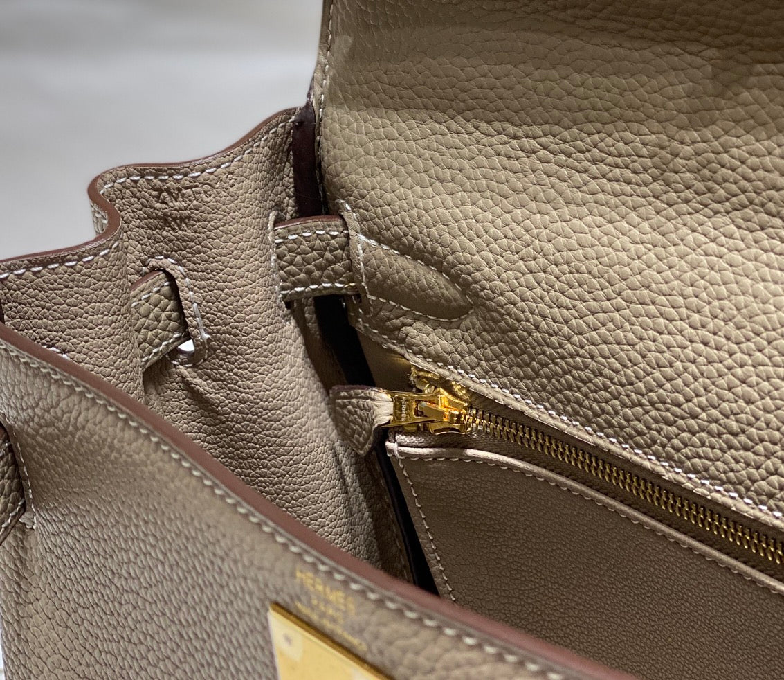 HM KELLY 28CM BROWN TOGO GOLD HARDWARE