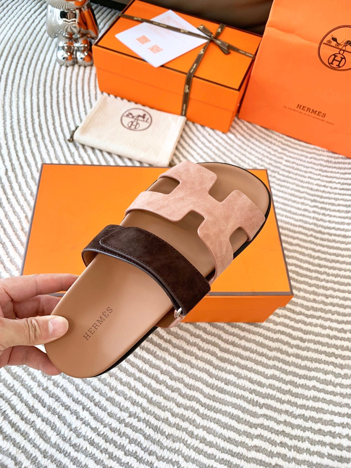 HM Chypre Sandal Light Pink Mix Dark Brown Suede 963532