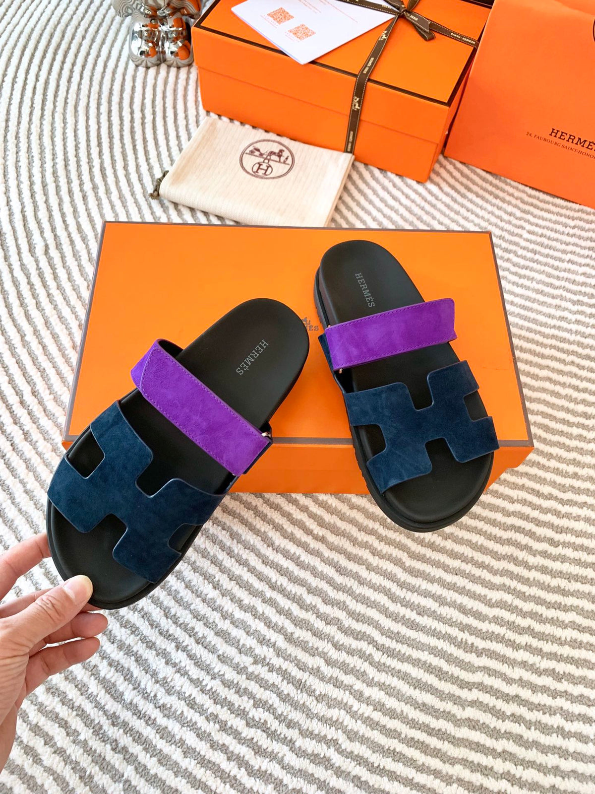 HM Chypre Sandal Blue Black Mix Purple Suede 963533
