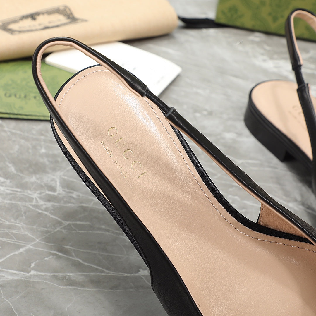 GG Slingback Flat Sandals black