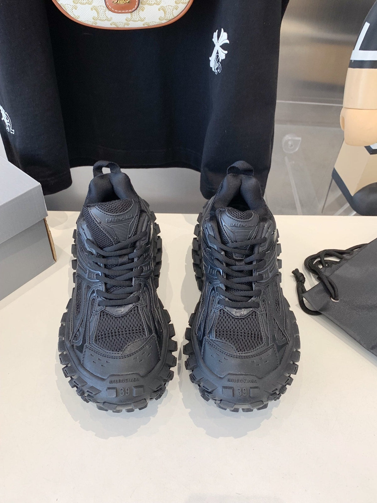 CHUNKY SNEAKERS IN BLACK POLYURETHANE, POLYESTER AND NYLON