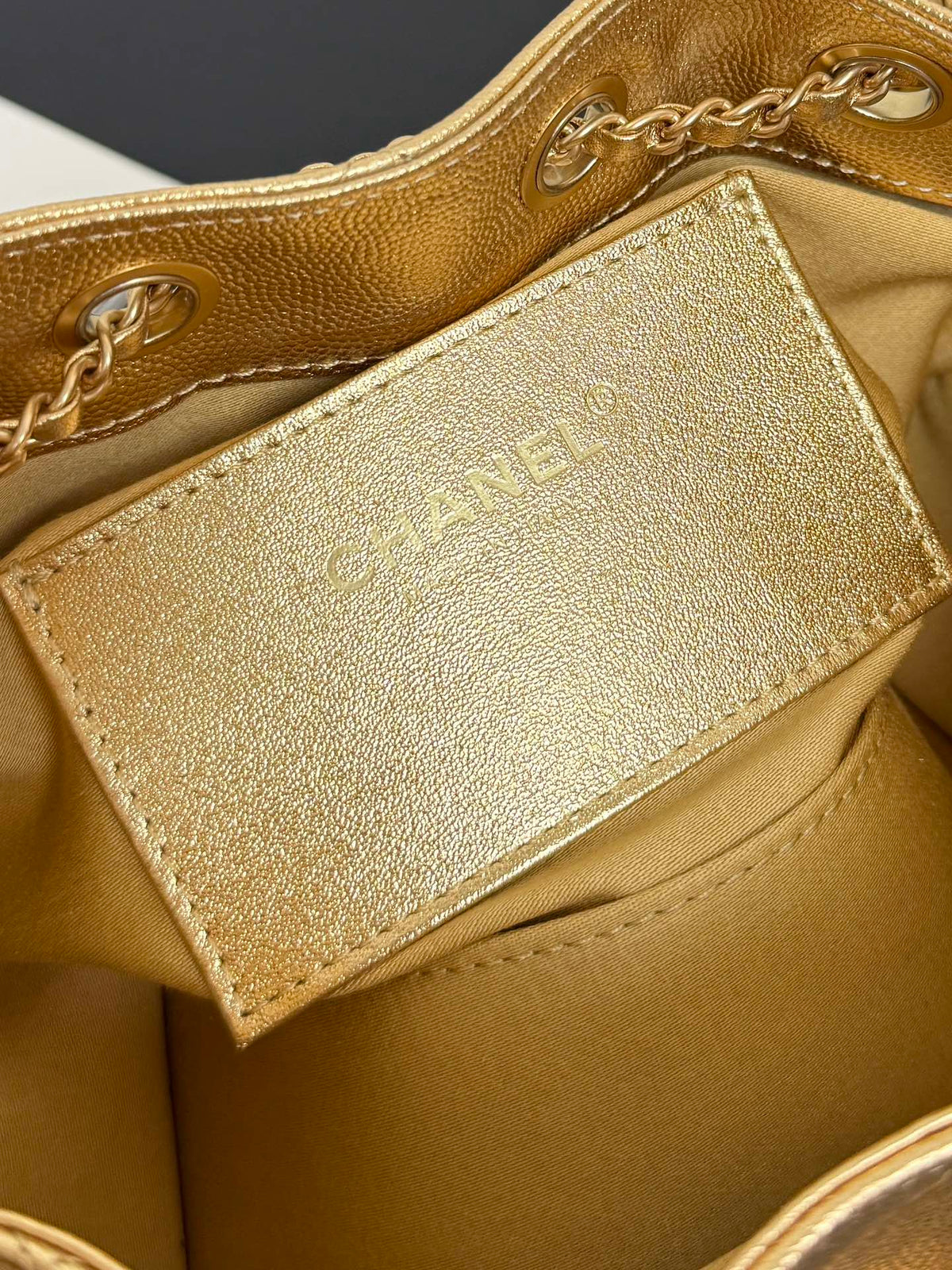 Chanel 2026 Hobo Bag 22cm Gold Grained Calfskin