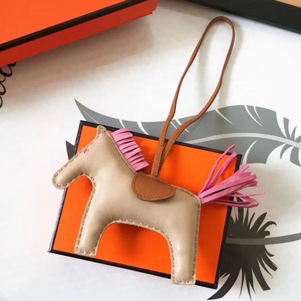 HM Rodeo Horse Bag Charm In Beige Mix Camarel/Pink Leather