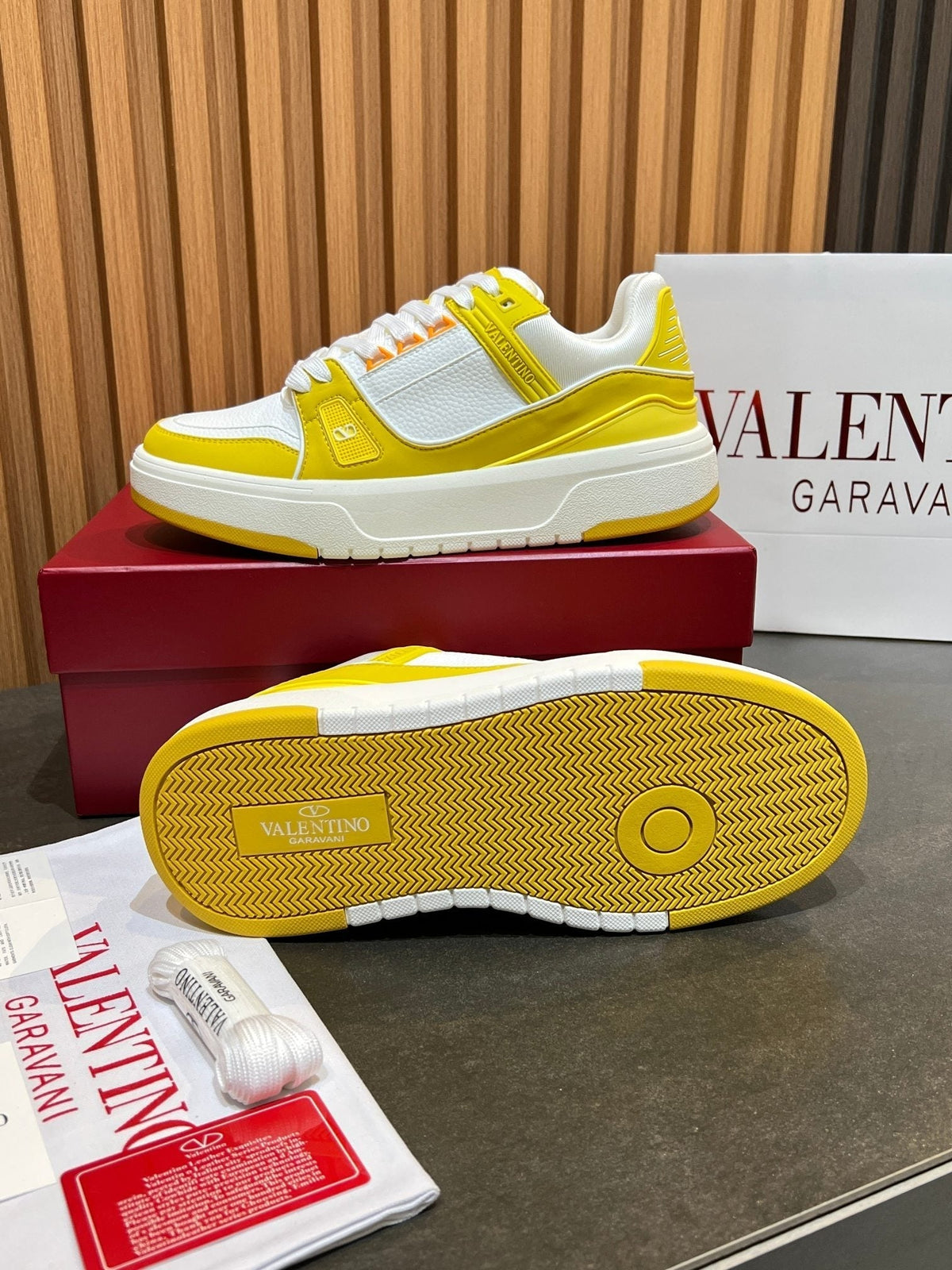VT 25S Couple Sneakers White Yellow Calfskin 563109