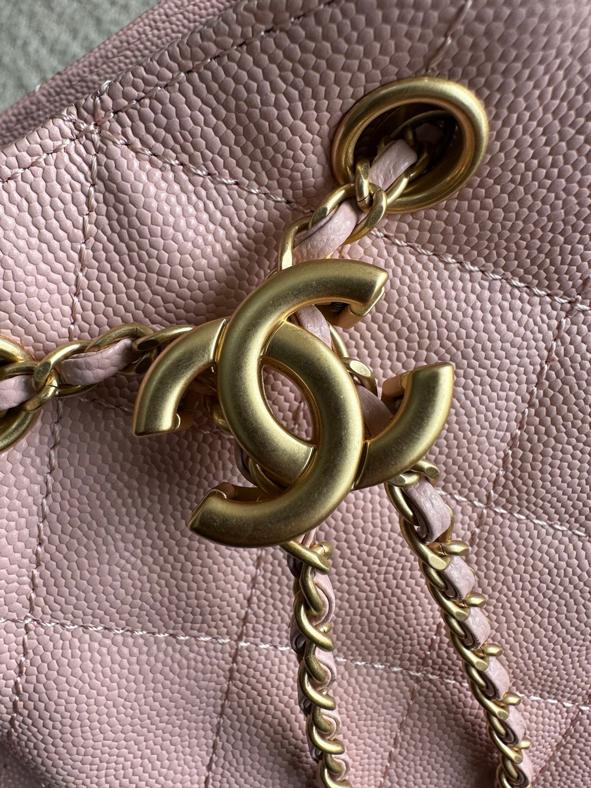 Chanel 2025 Backpack 23cm Pink Grained Calfskin 318275