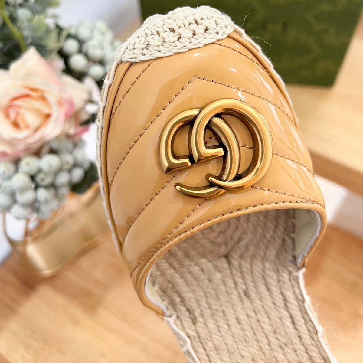 GG Crochet platform Espadrilles Blush Amber Yellow