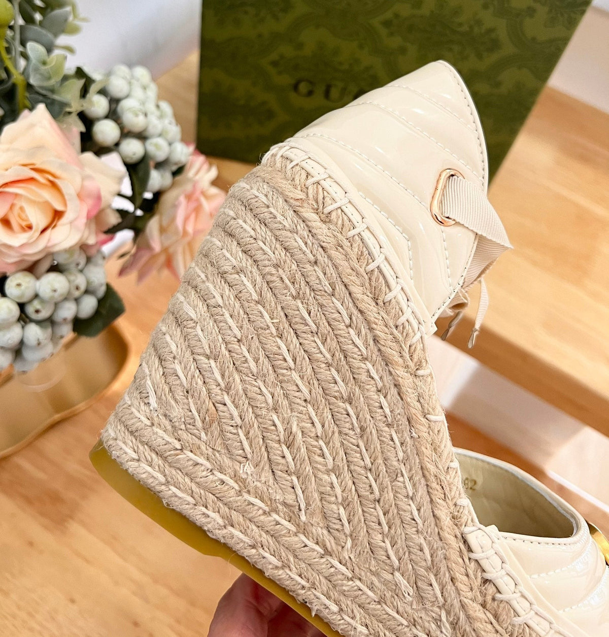 GG Crochet platform Espadrilles White