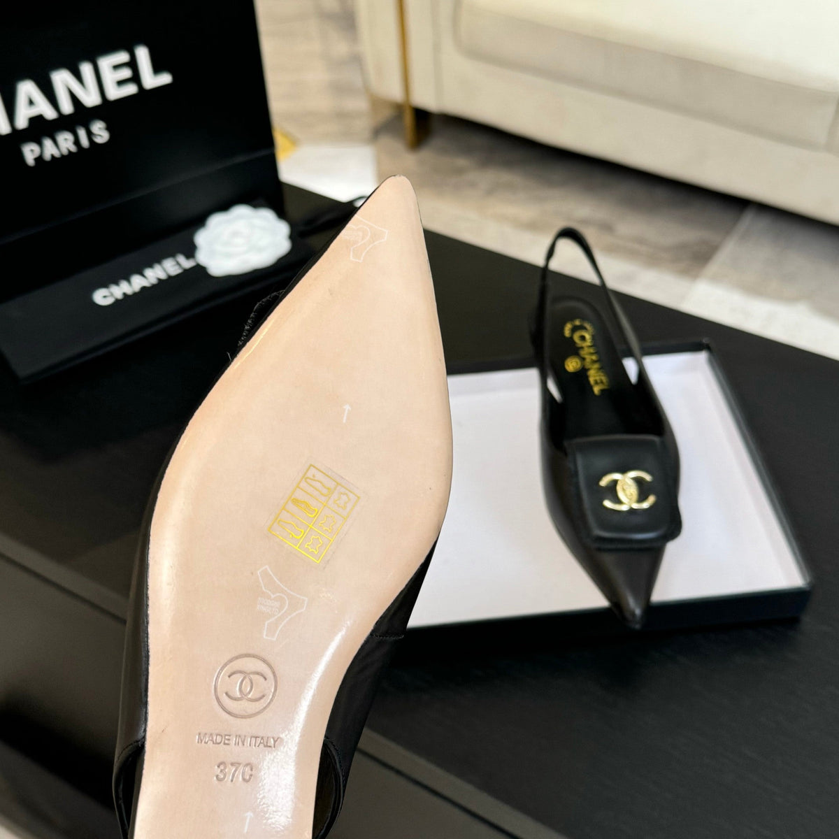 CC 25C Slingback Flat Black Genuine sheepskin 212949
