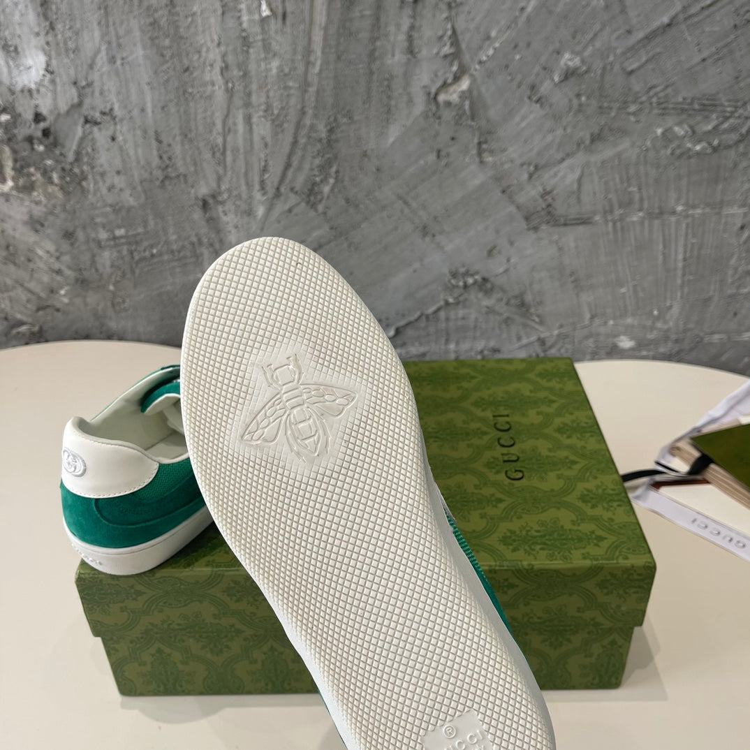 GG Low Sneaker Pine Green Canvas Suede Calfskin