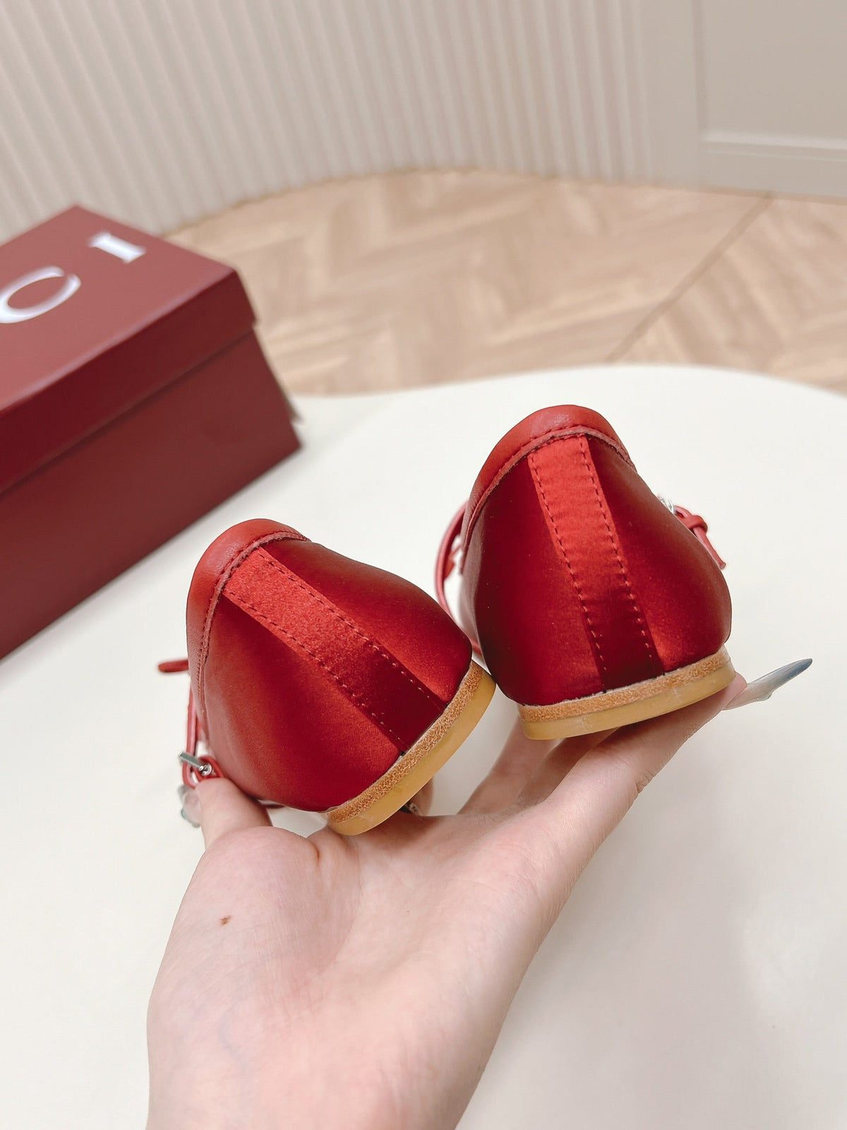 GG BALLET FLAT CRIMSON SILK