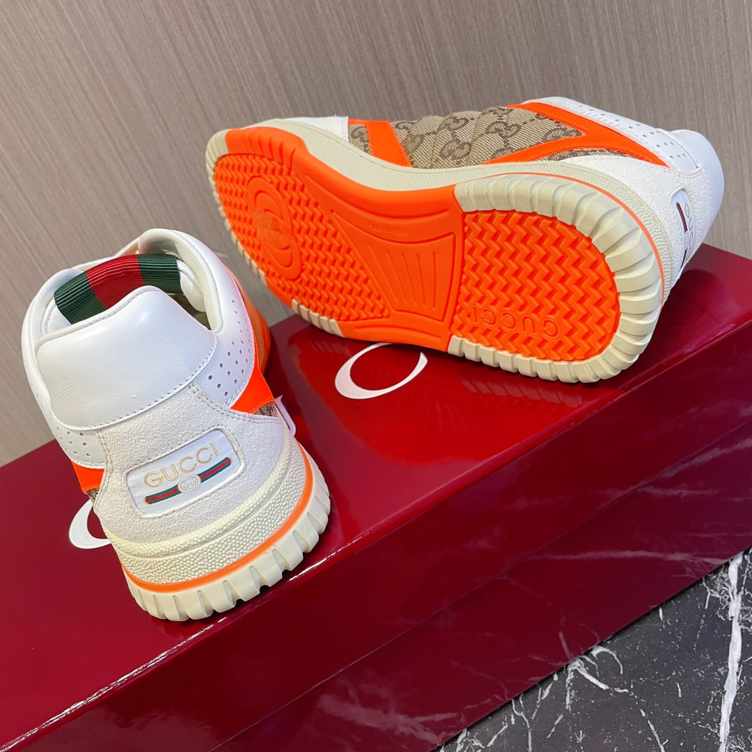 GG Retro Sneakers for Couples White Tiger orange