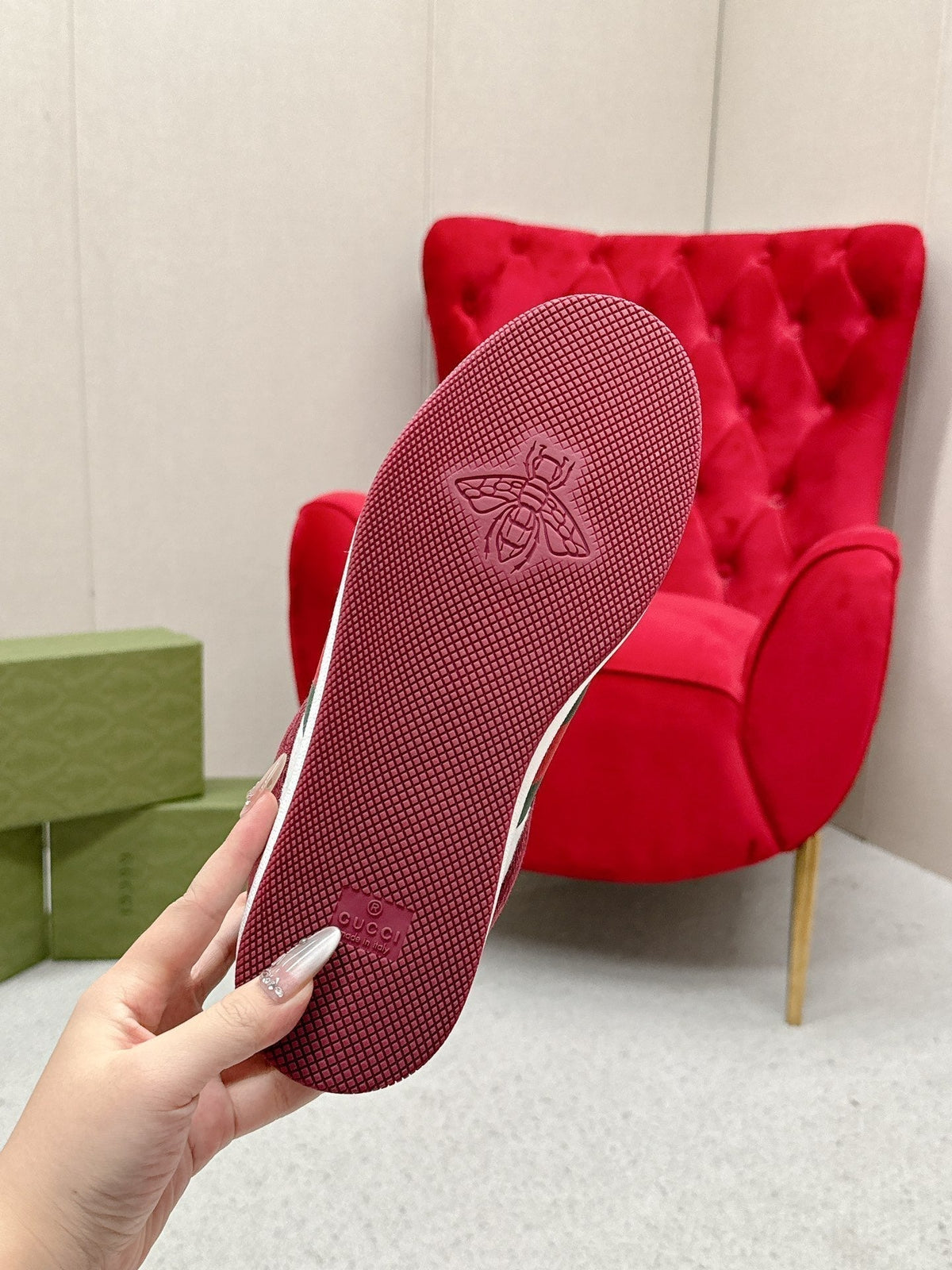GG Sneaker Burgundy White Canvas