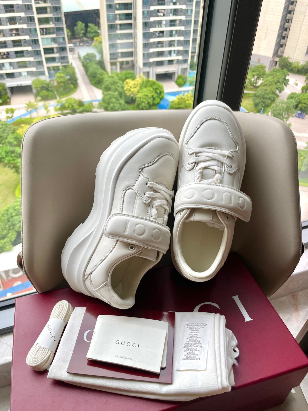 GG 26 Platform Sneaker White Sheepskin 632854