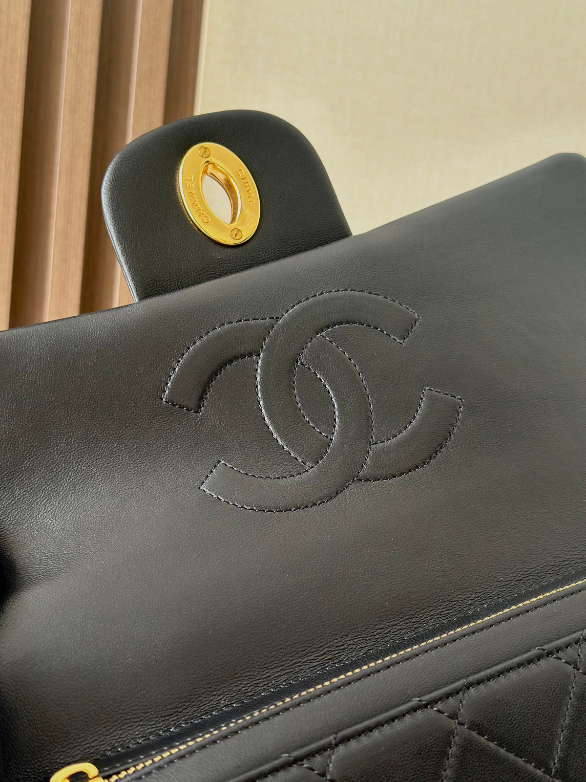 CC 2025 Backpack 30cm Black Gold Backpack Sheepskin 298105