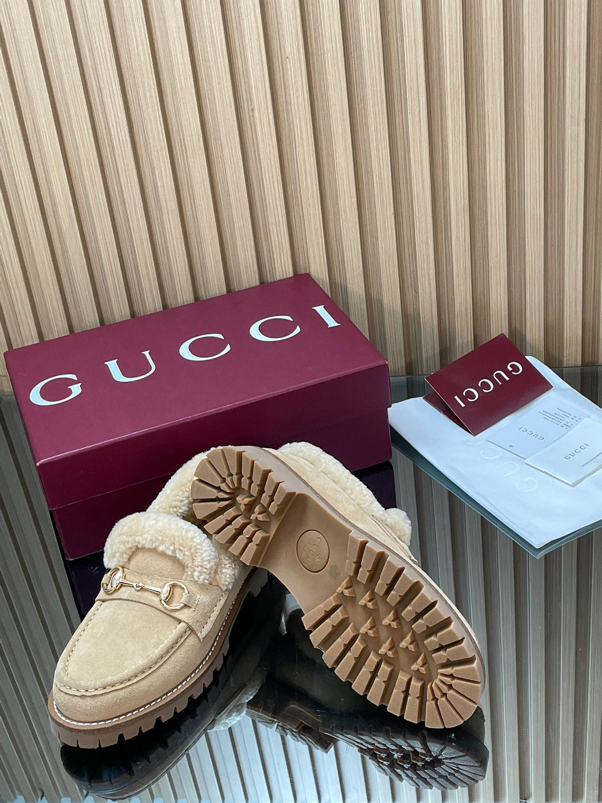 Gucci 2025 Horsebit Loafer Beige Suede Wool 563048
