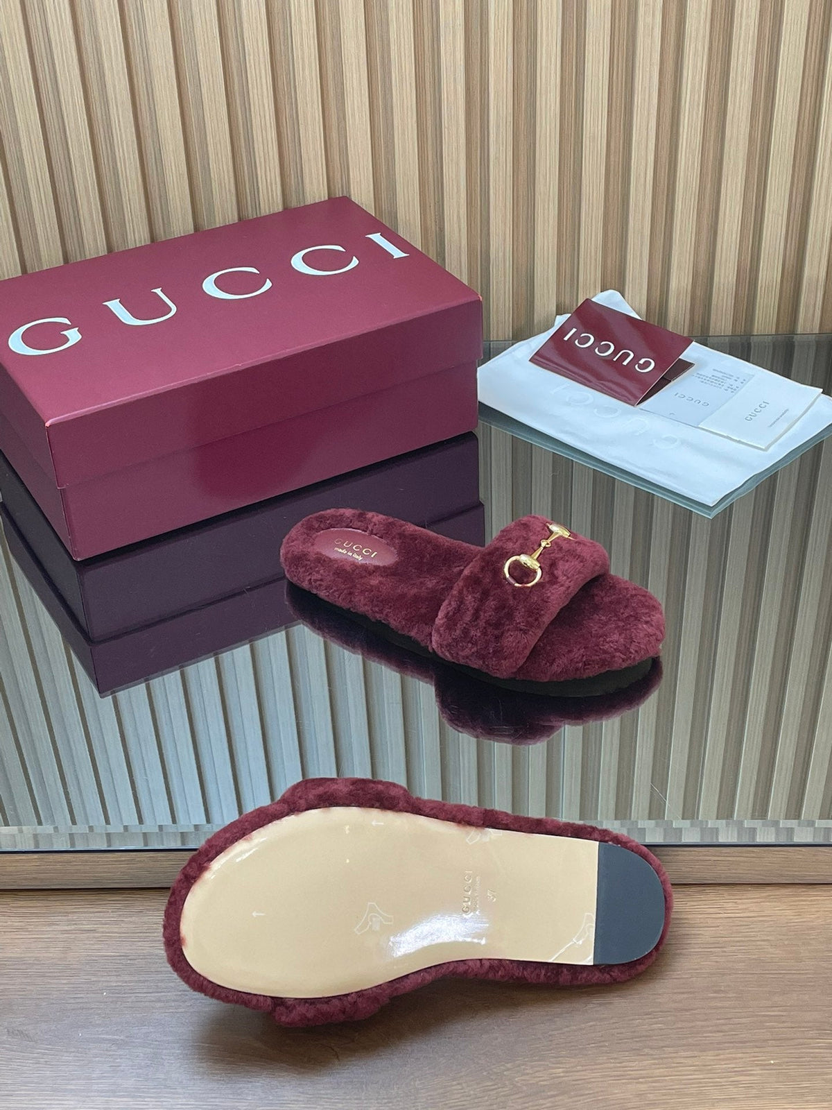 Gucci 2025 Horsebit Slipper Red Wool 562870