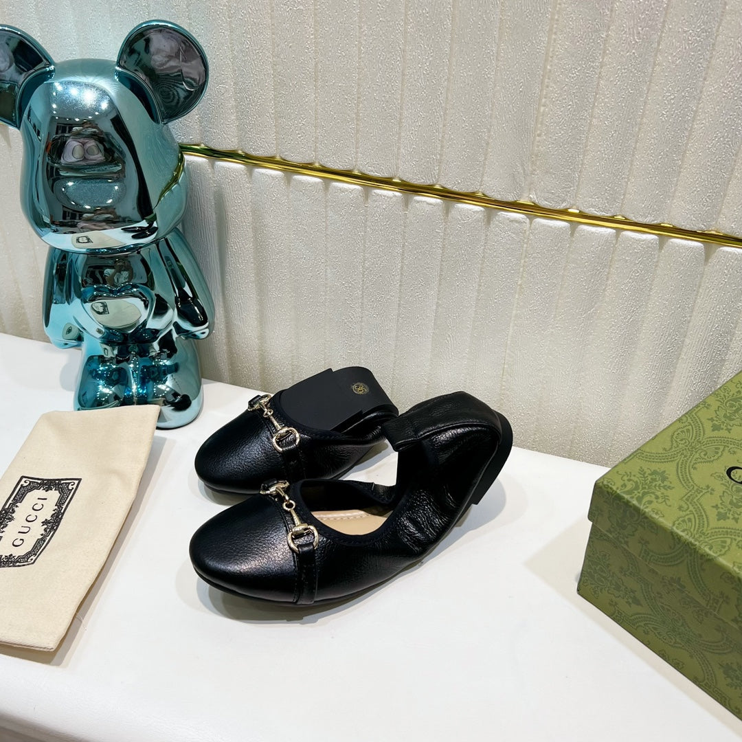 GG BALLET SUPER SLIM BUCKLE BLACK LAMBSKIN