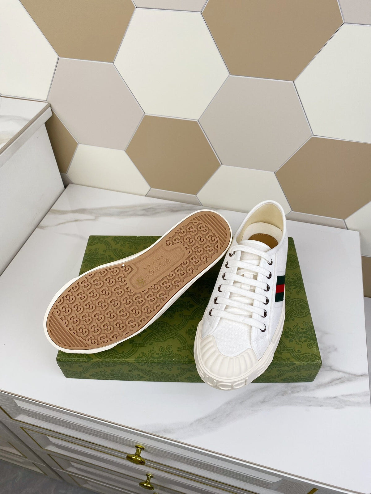 GG JULIO SNEAKER WITH WEB WHITE CANVAS
