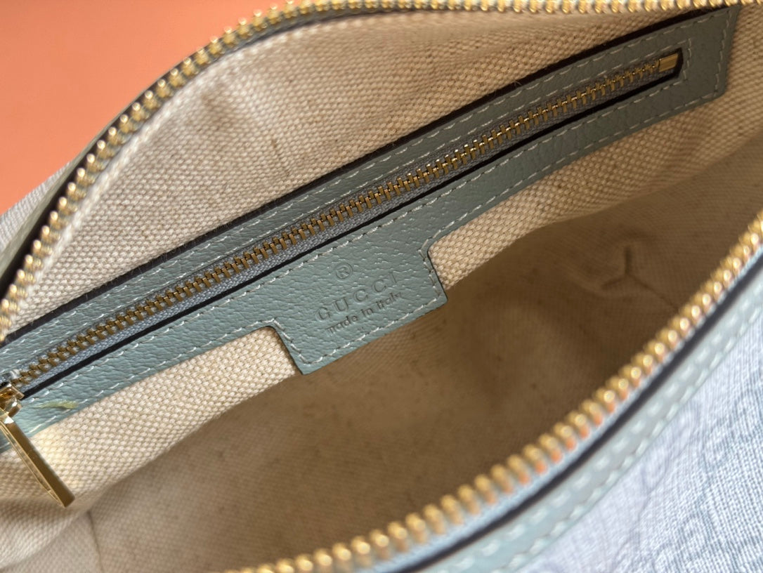Gucci Ophidia 20cm Bag Blue Gray Canvas 239921