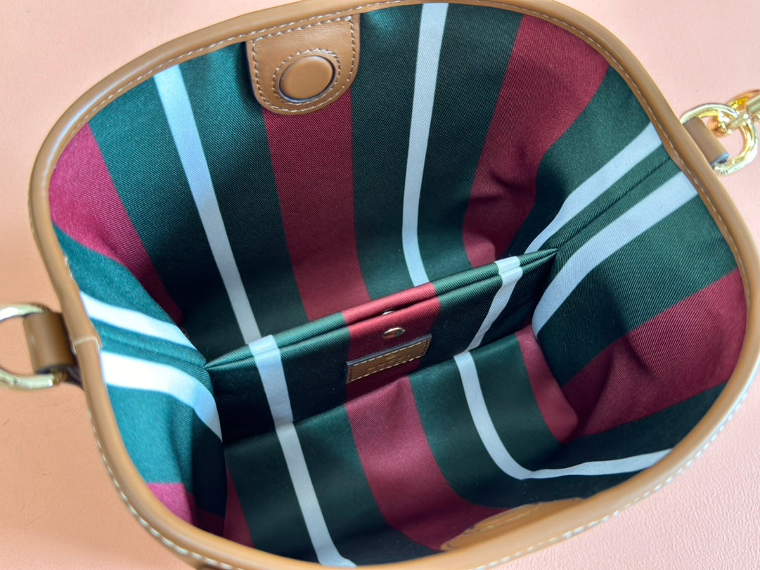 Gucci Emblem Mini Bucket Bag Brown Calfskin 244426