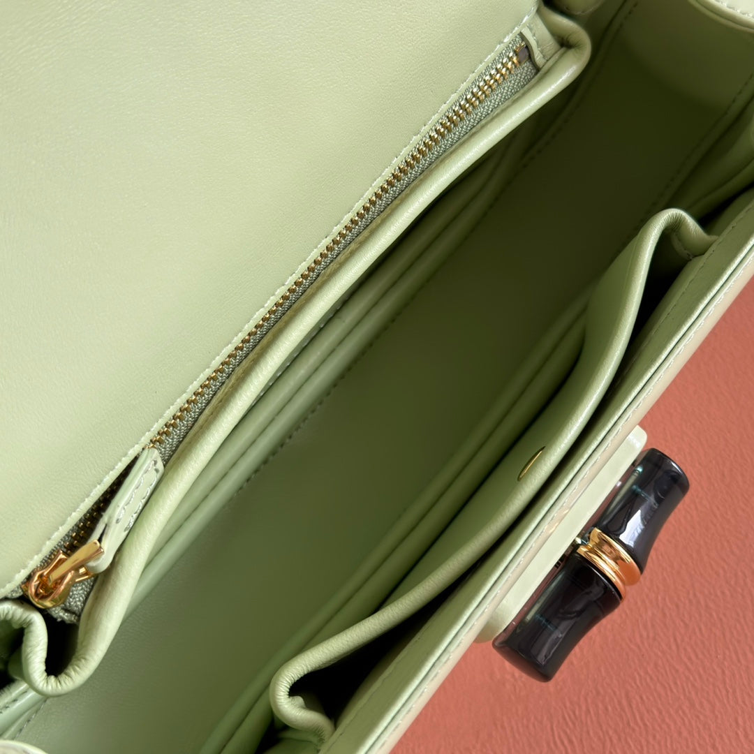 Gucci Bamboo Diva Bag Mint Green Leather 255199