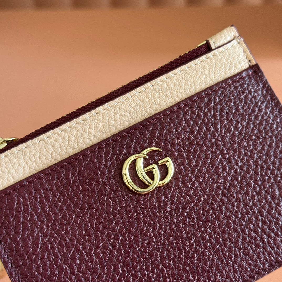 GG Marmont Zip Key Pouch Rosso Ancora Red Leather 255159