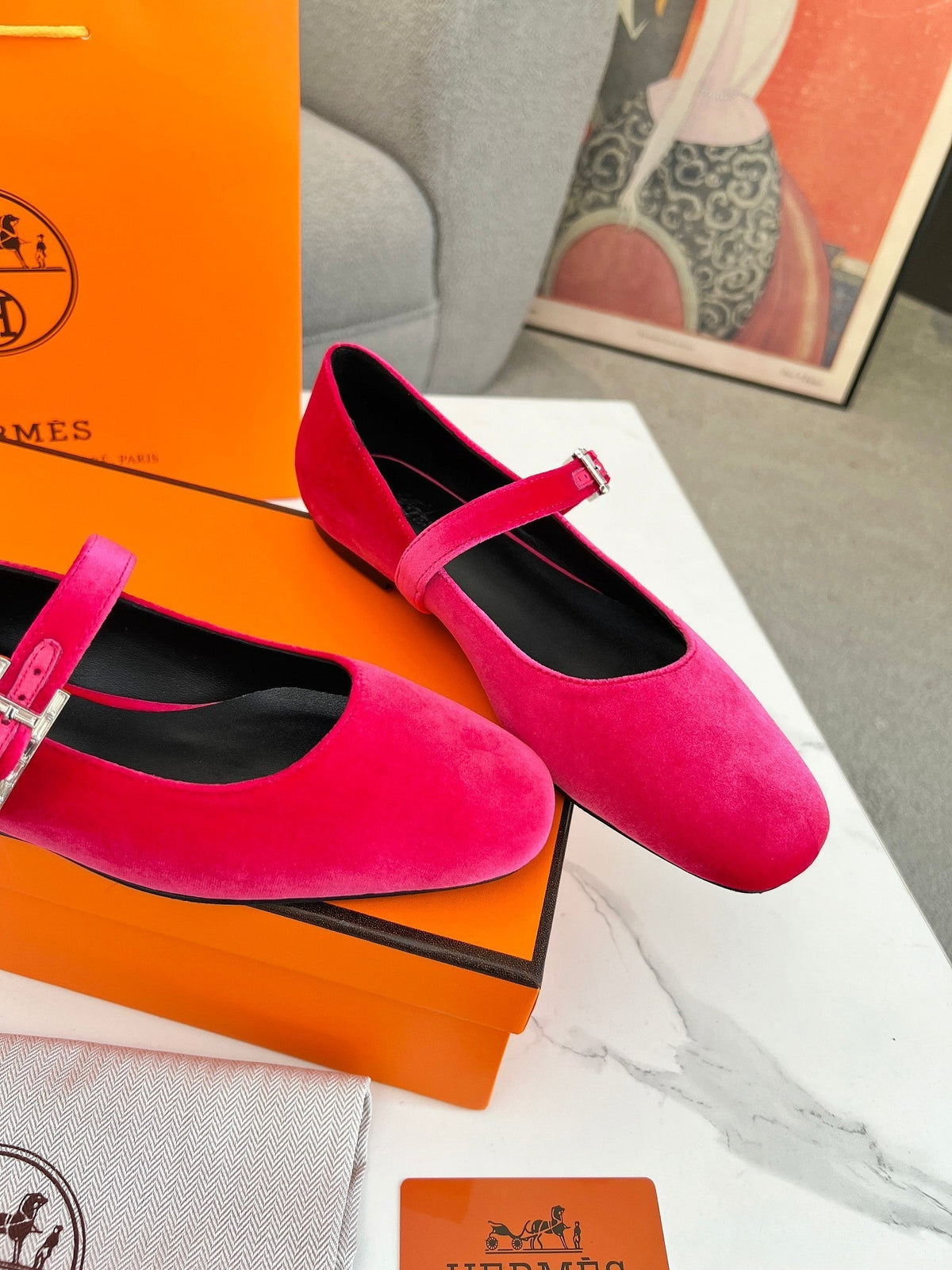 Jane Ballet Flat Dark Pink Suede 214063
