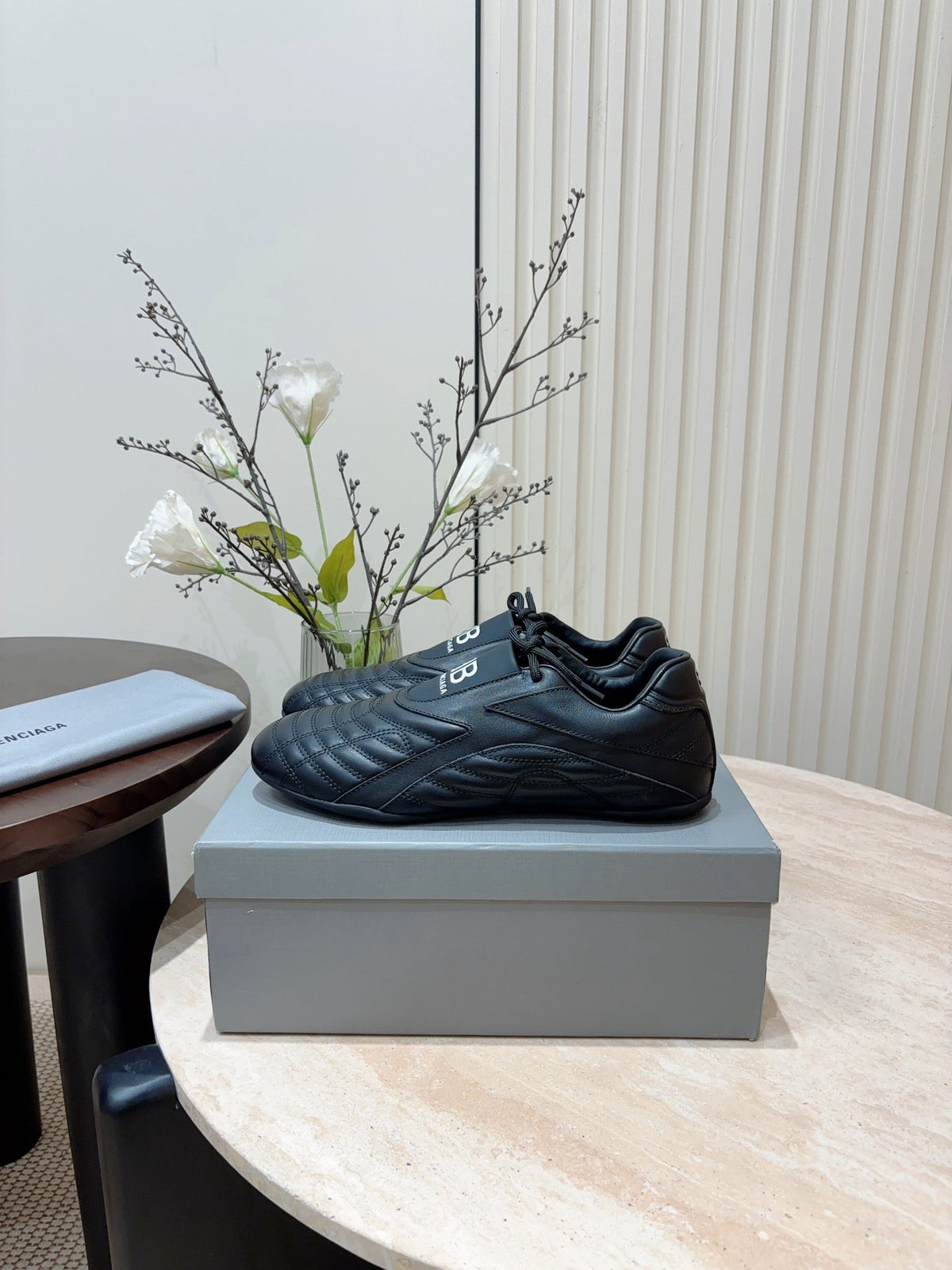 SOCCER SNEAKER IN BLACK QUILTED LAMBSKIN