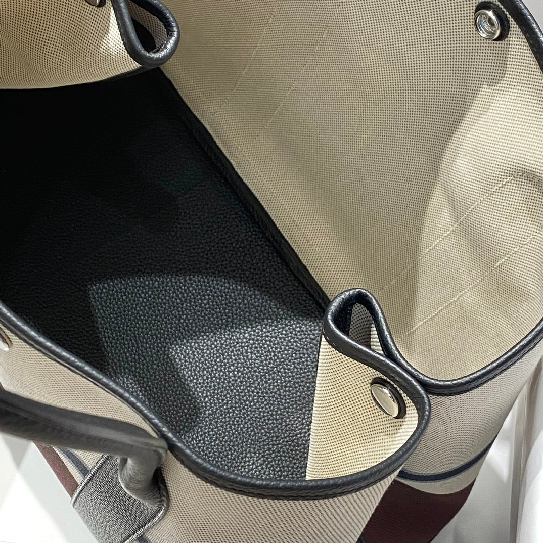 HM Garden Party 36 Bleu Indigo Canvas and Negonda Calfskin 243412