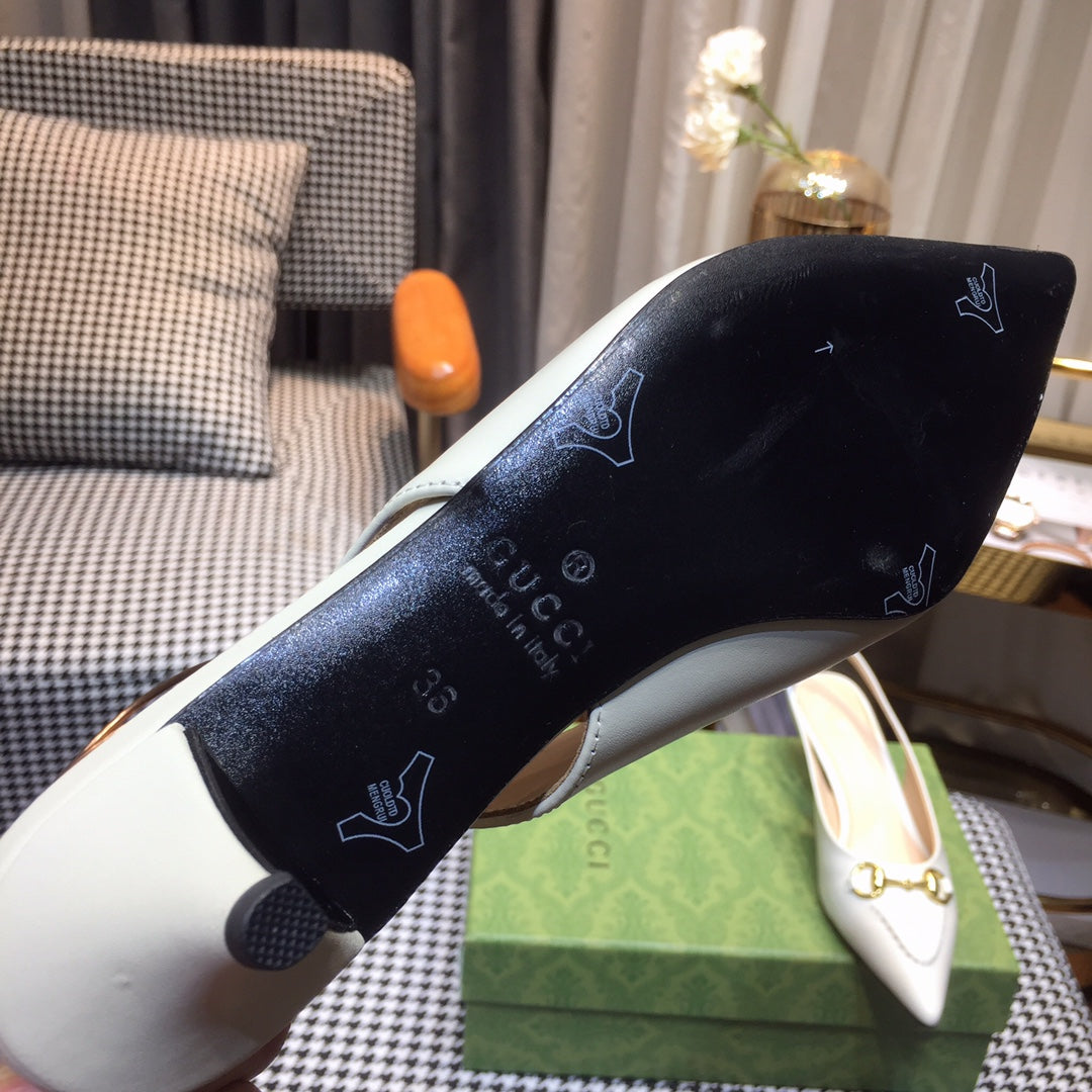 GG Slingbacks 45 white calfskin