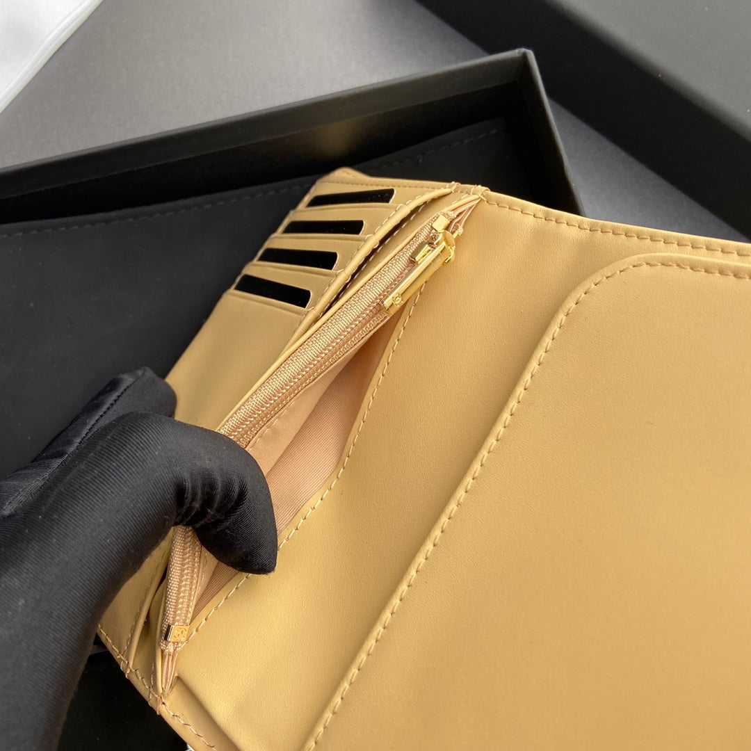 CC 96066 Compact Wallet Yellow Caviar GHW 234615