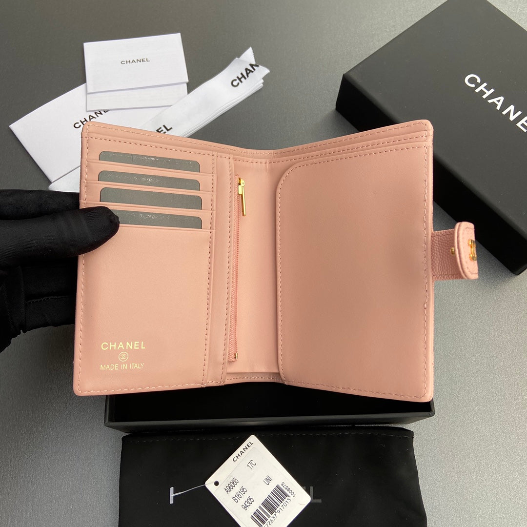 CC 96066 Compact Wallet Pink Caviar GHW 234617