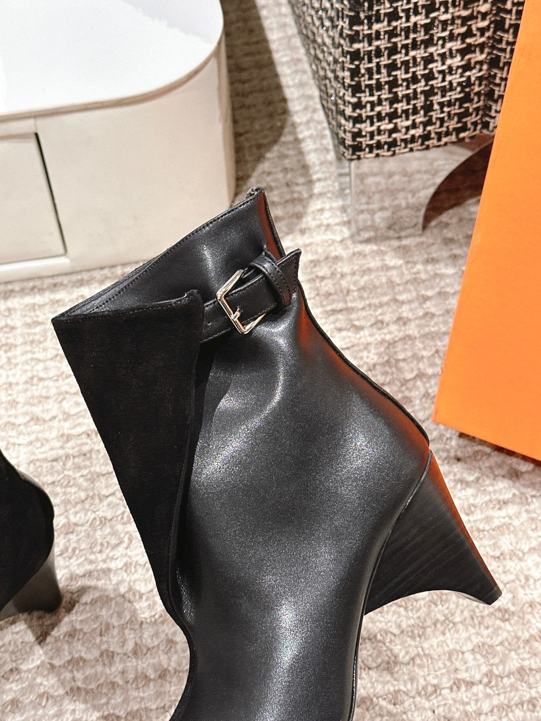 HM Ankle Boots 60mm Black Calfskin And Suede 972382
