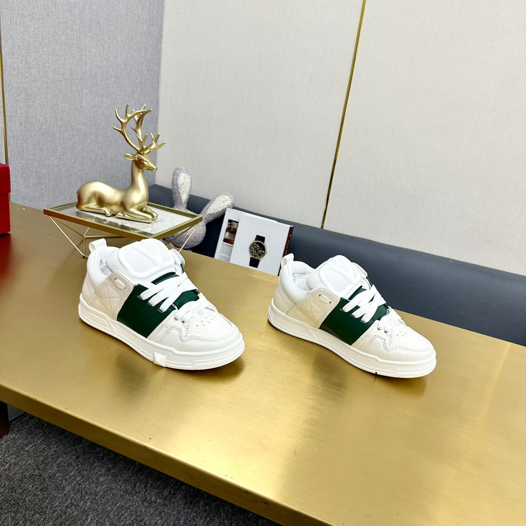 One Stud Sneaker Garavani Calfskin Fabric Dark Green White
