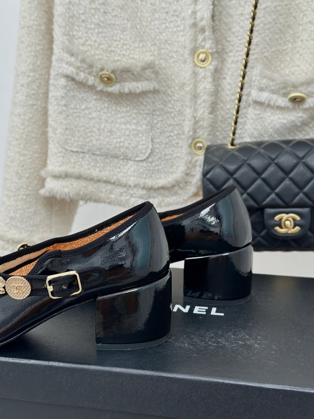 CC High Mary Jane Glossy Black Lambskin