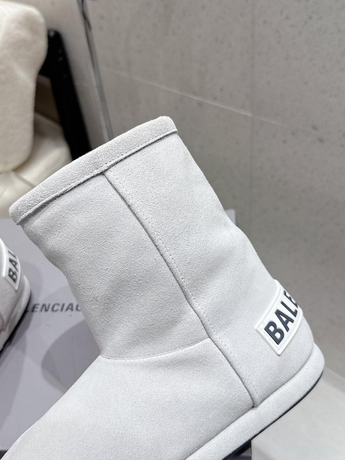 Balenciaga Alaska Soft Booties Pale Gray Suede Shearing 554396