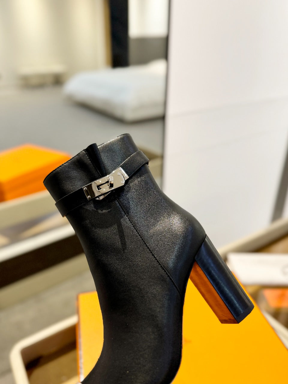 HM Saint Germain Ankle Boot 85mm Black Cowhide 961647