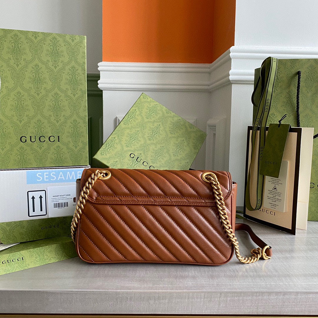 GG Marmont 26cm Brown Calfskin Gold Hardware