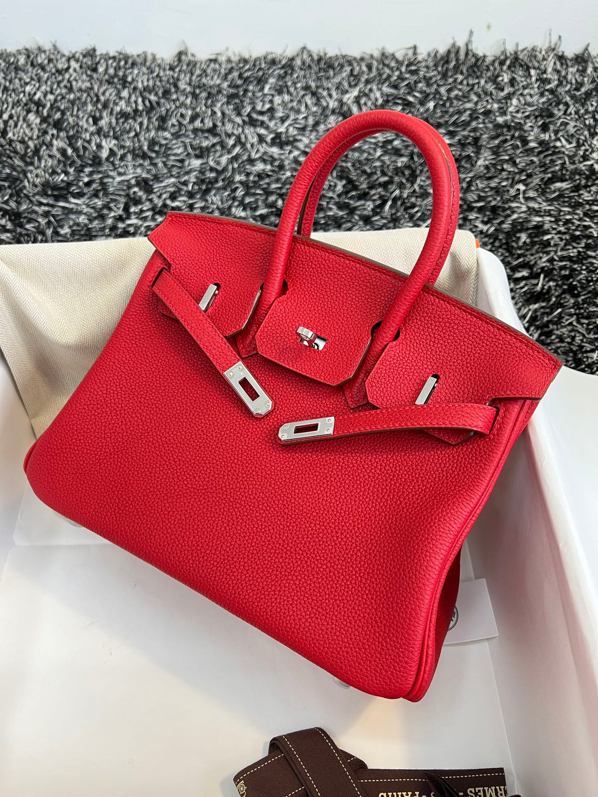 HM BIRKIN 25CM RED TOGO LEATHER SILVER HARDWARE