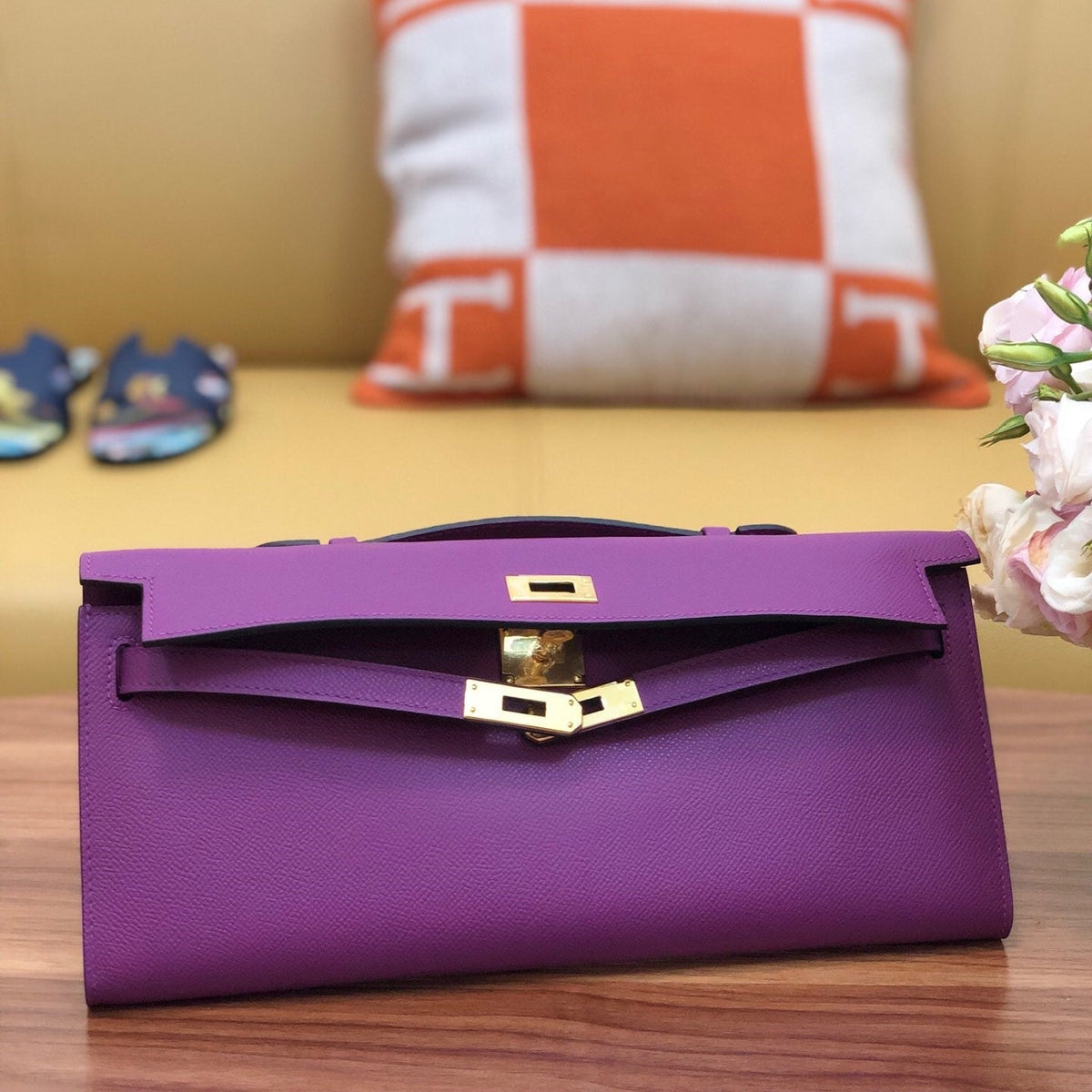 HM Kelly Cut 31cm Purple Swift Leather Ghw
