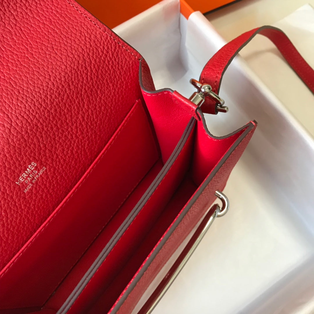 HM SAC ROULIS 18 RED TOGO LEATHER