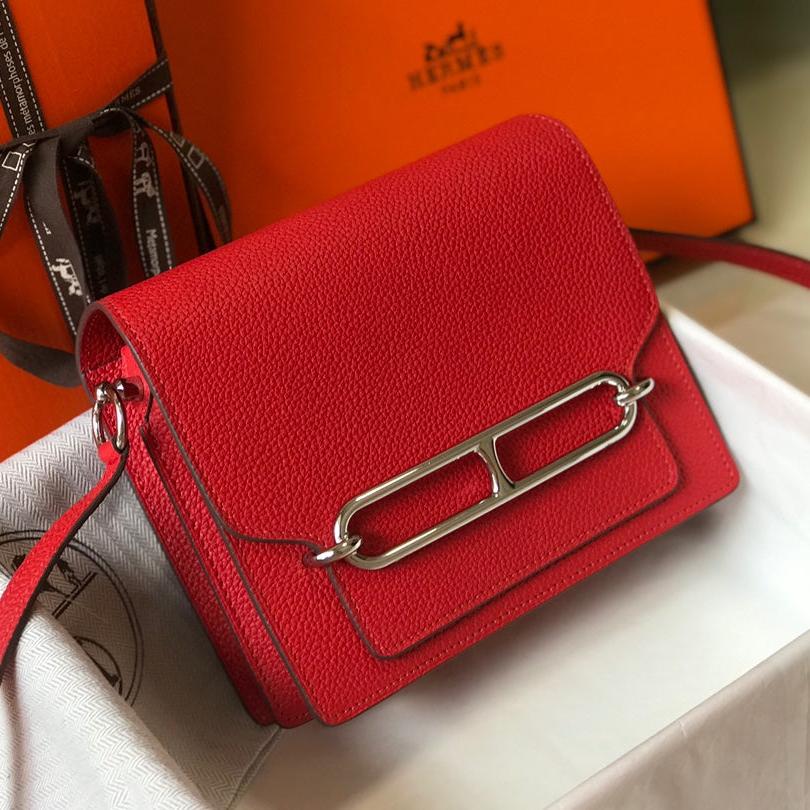 HM SAC ROULIS 18 RED TOGO LEATHER