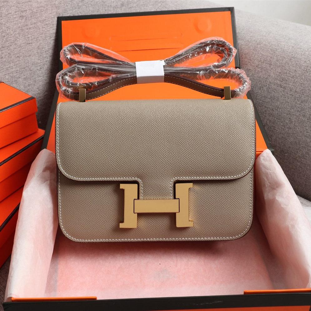 HM CONSTANCE BAGS 19 KHAKI EPSOM GOLD HARDWARE