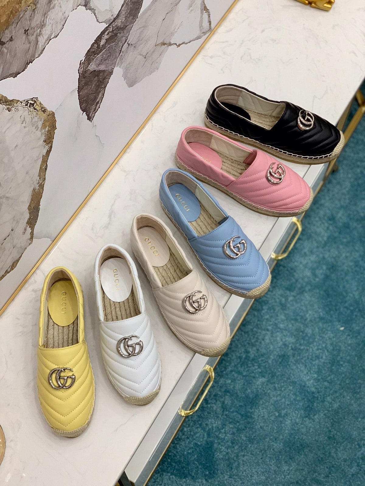 gg espadrilles black calfskin silver gg