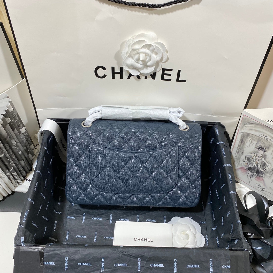 flap bag medium 25 dark blue caviar shw