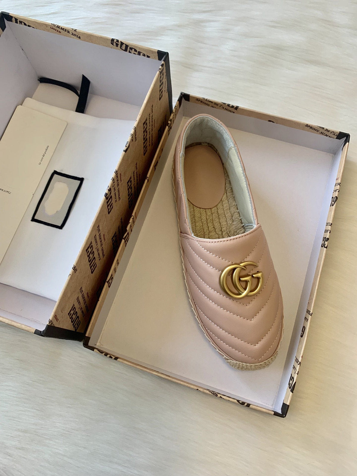 gg espadrilles powder pink calfskin