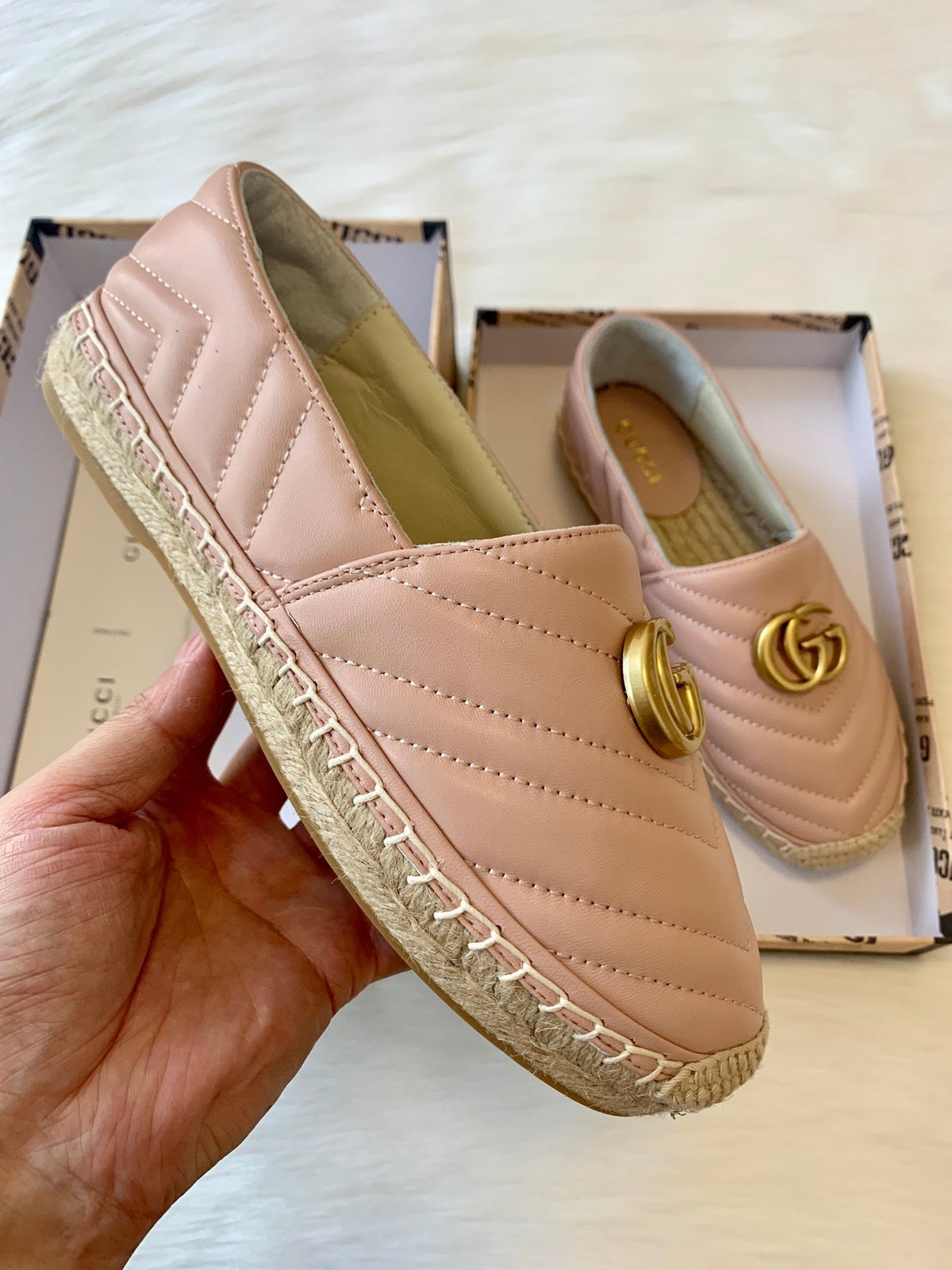 gg espadrilles powder pink calfskin