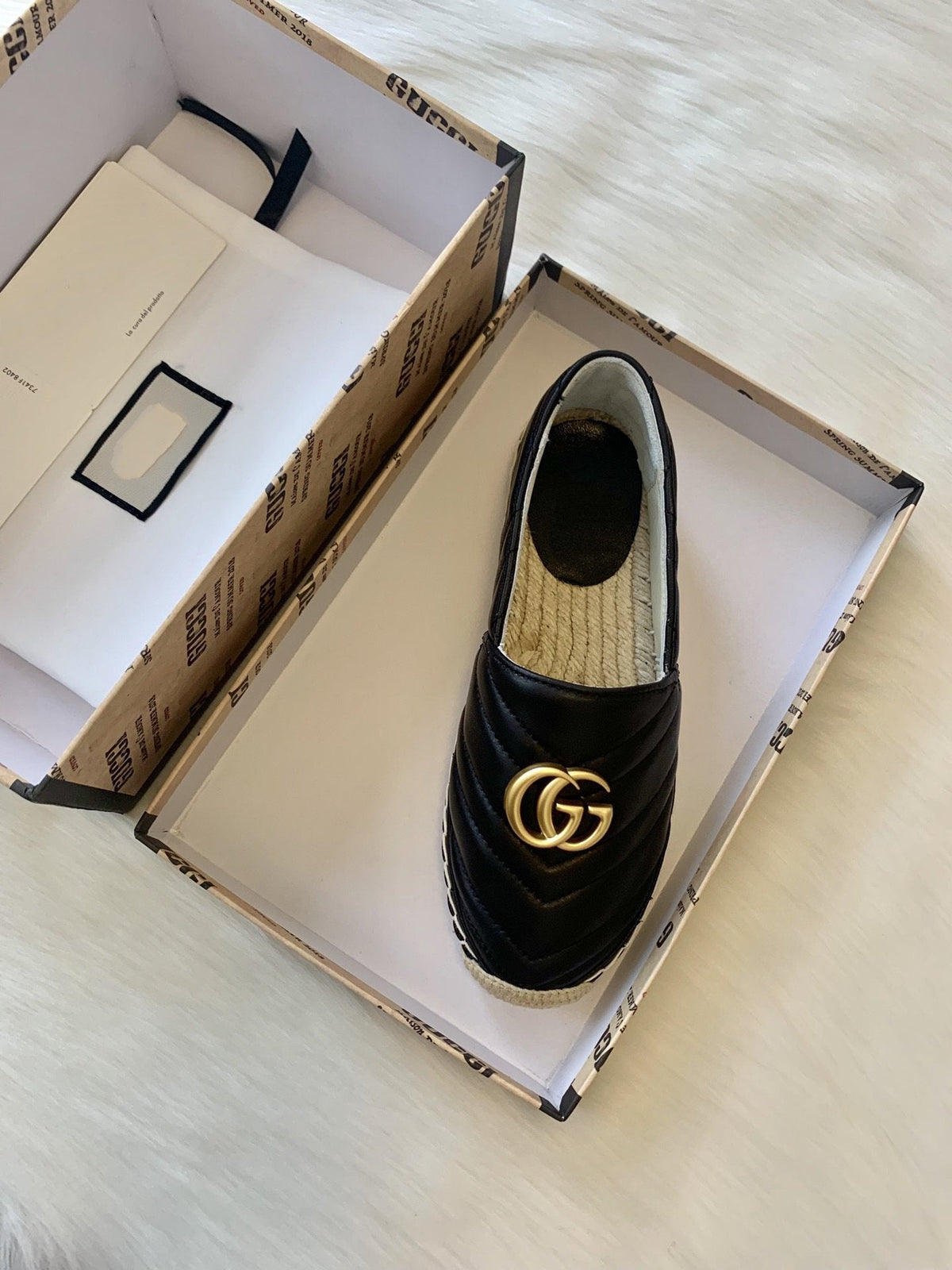 gg espadrilles black calfskin